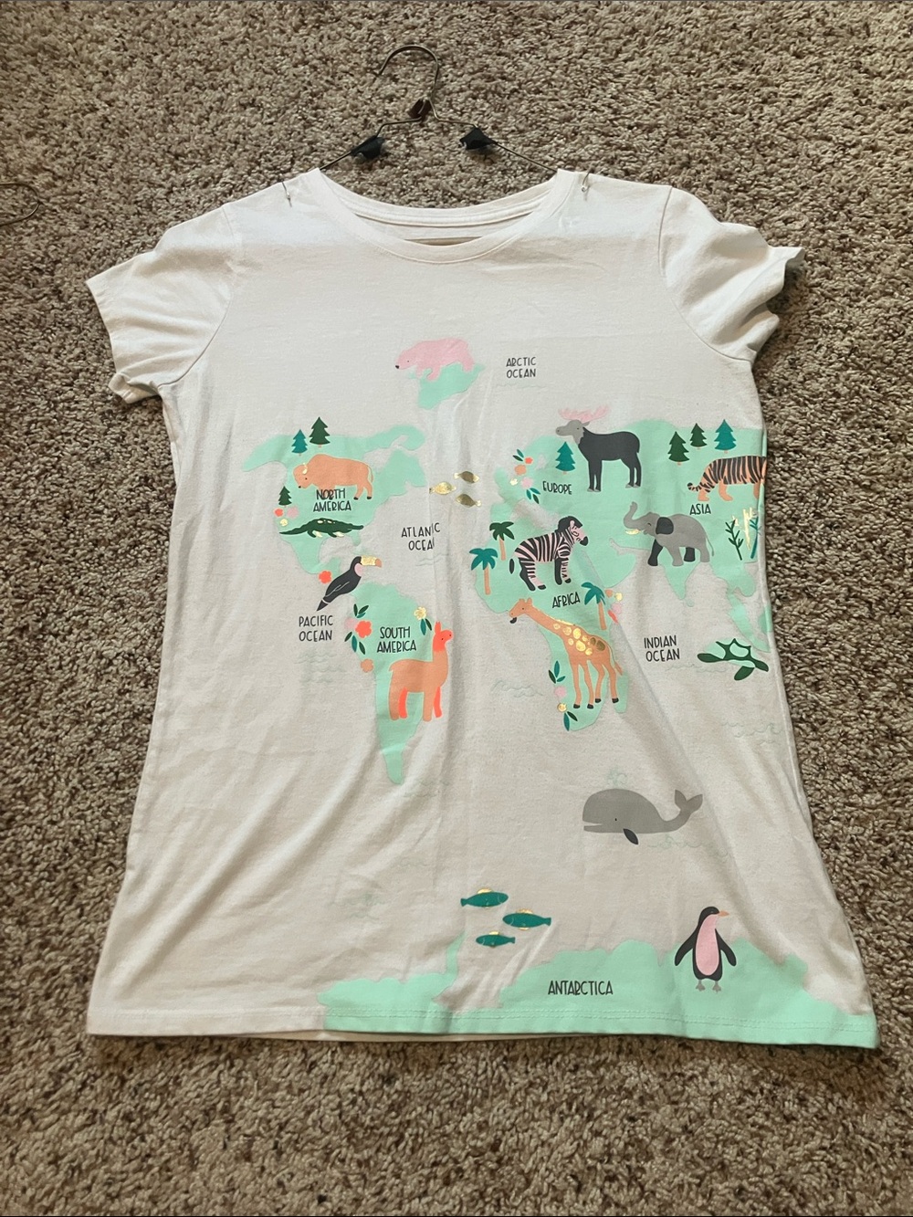 Cat & Jack White Short-Sleeve World Map Graphic Tee